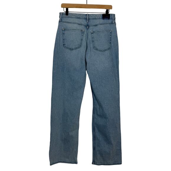 Hollister Ultra High Rise Dad Jeans Womens Size 31 Blue Denim Patchwork Stretch - Picture 2 of 9